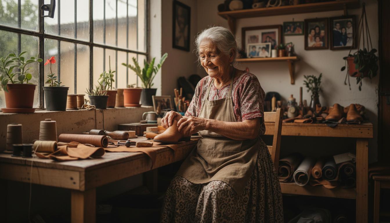 Artesana trabajando